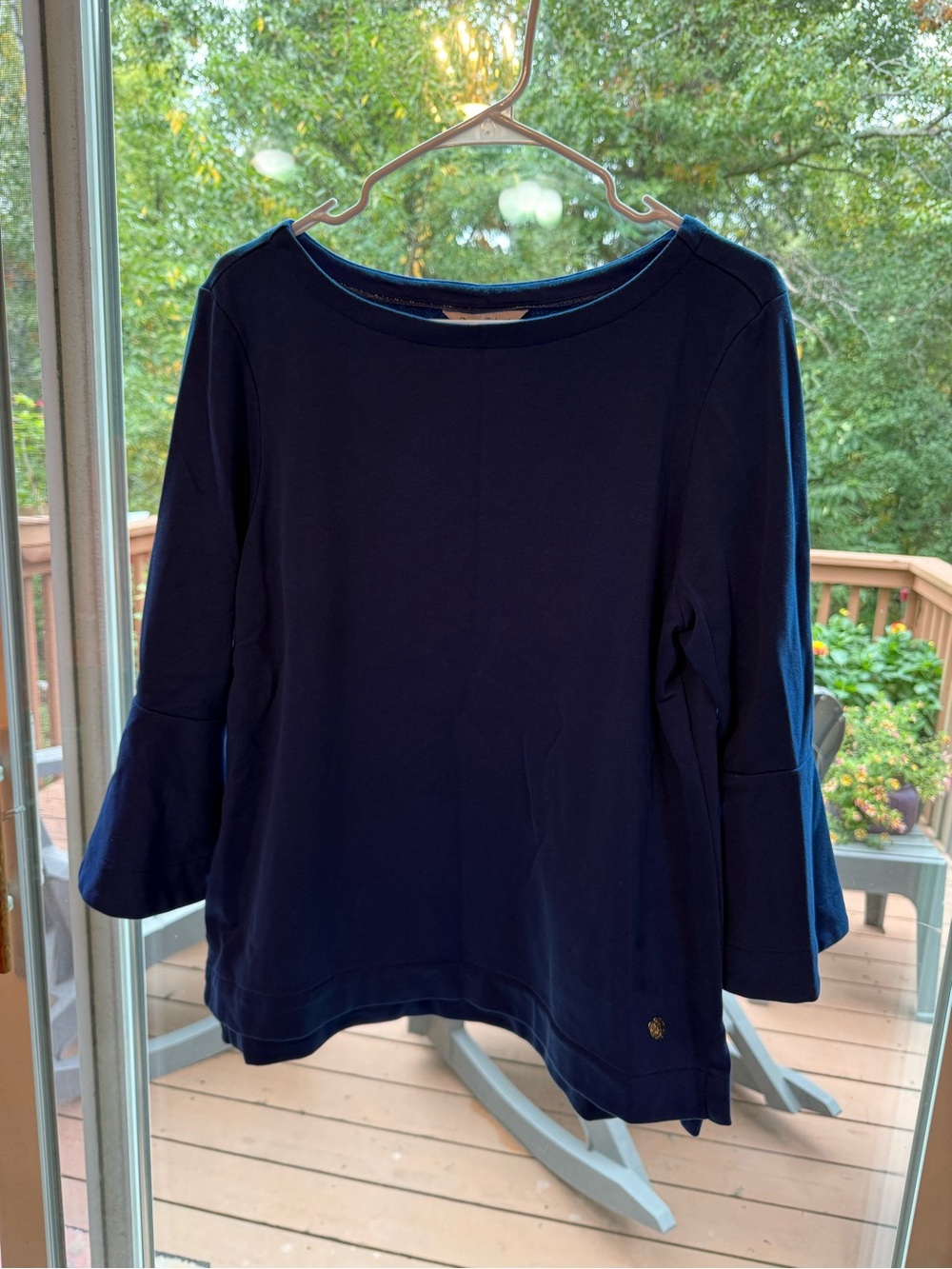 Tommy Bahama Navy Blue Bell-Sleeve Top